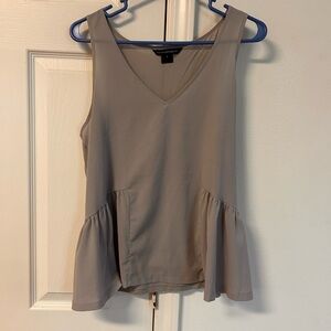 French Connection Taupe Sleeveless Blouse, Size Lg